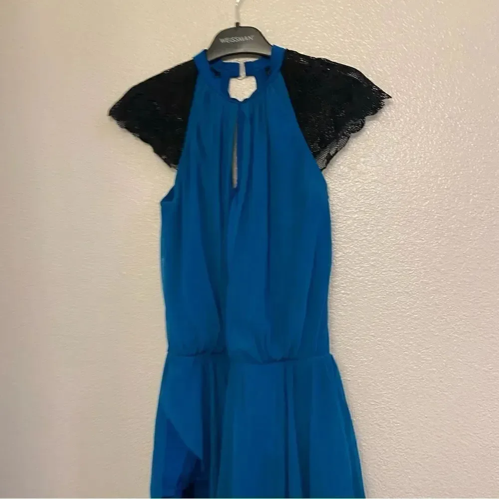 WEISSMAN Dance costume lyrical teal blue lace mesh These Days 12185 adult MA